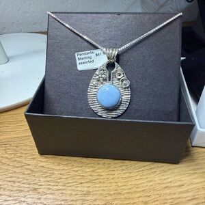 Blue Larimar on a Sterling Silver Necklace